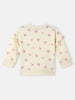 Nautinati Girls Snow White Heart Printed And Cat Applique Full Sleeves Fleece Sweatshirt