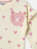 Nautinati Girls Snow White Heart Printed And Cat Applique Full Sleeves Fleece Sweatshirt