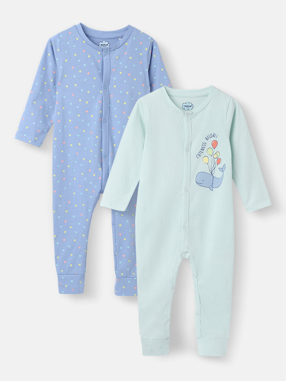 Nautinati Infants' Cotton Pack of 2 Ocean Print Sleepsuit