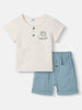 Nautinati Boys' T-shirt and Shorts Set With Embroidery| Cotton | Age 0 - 2 Years