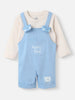 Nautinati Baby Boys' 100% Cotton Bear Applique Dungaree with Solid T-shirt Set