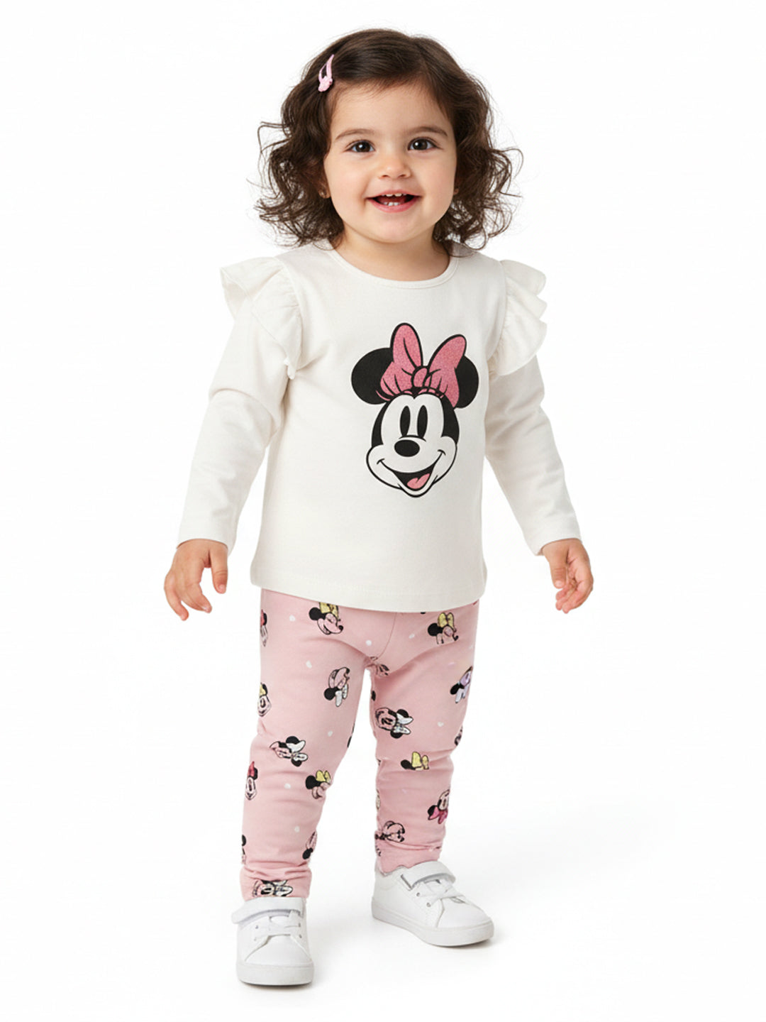 Nautinati Infant Girls’ Cotton Minnie Mouse Printed Top and Pants Set