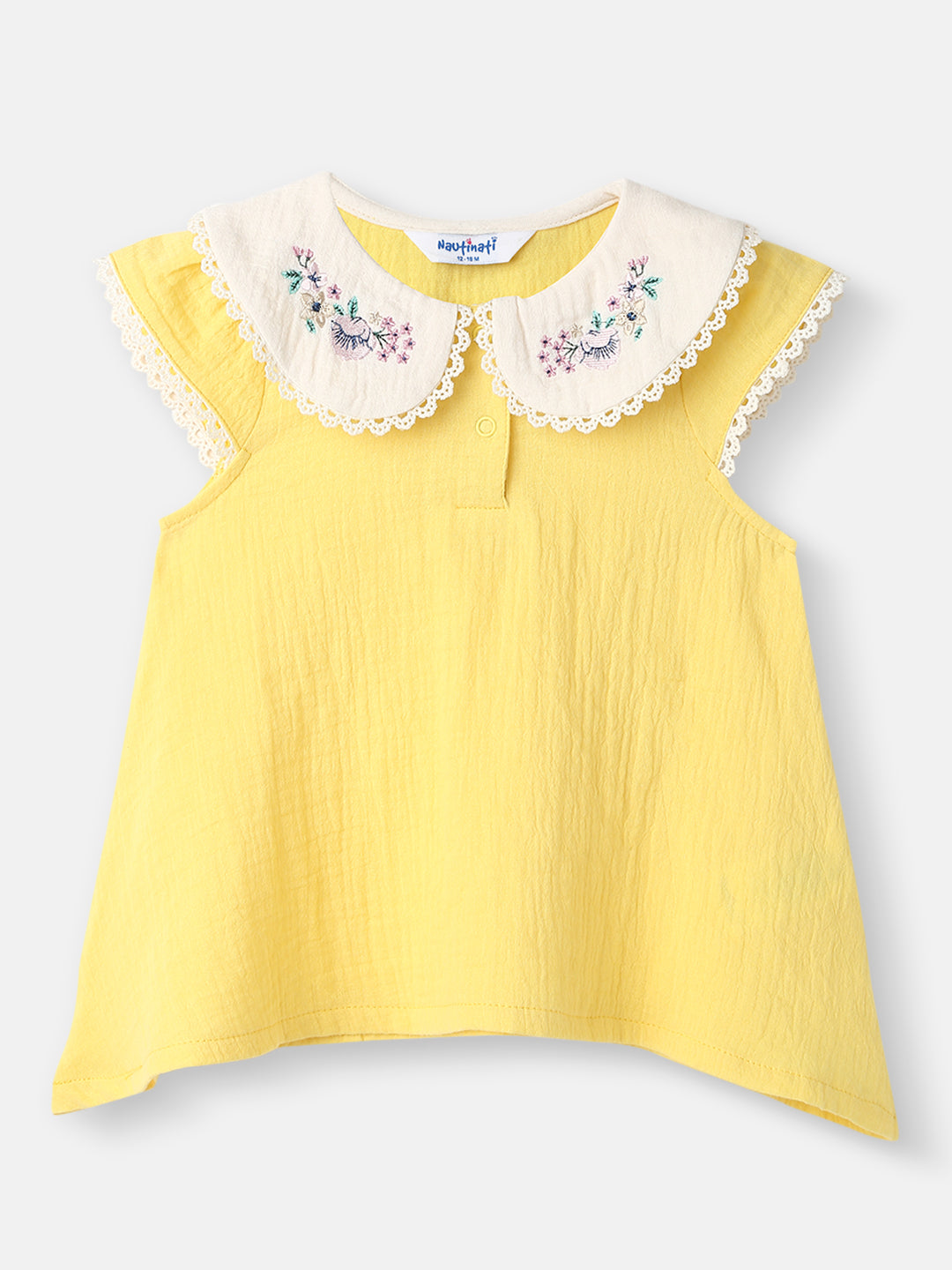 Girls Cotton Top and Shorts Set|Embroidery Detail | Peter Pan Collar | 0-2 Years