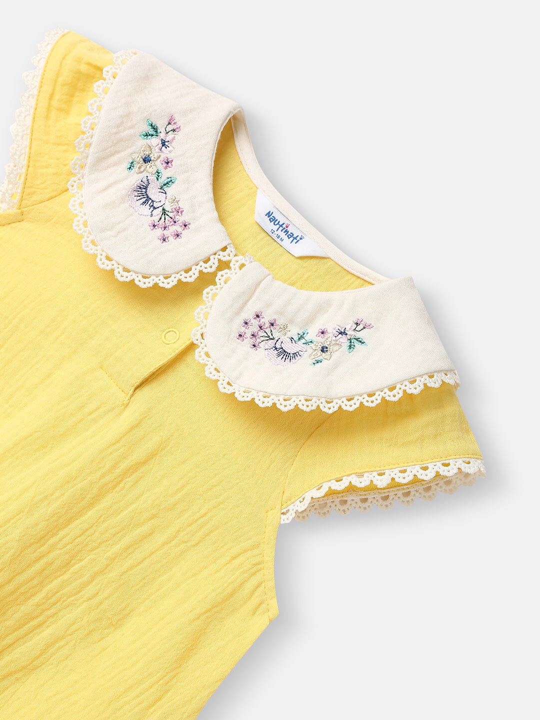 Girls Cotton Top and Shorts Set|Embroidery Detail | Peter Pan Collar | 0-2 Years