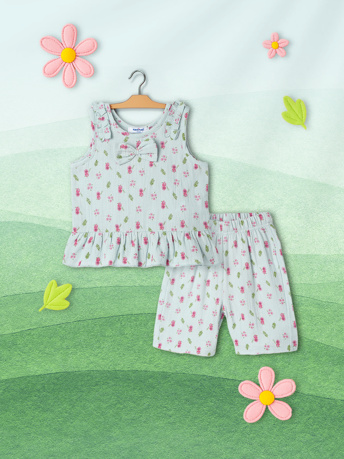 Nautinati Girls All-over Print T-shirt and Shorts Set| Cotton | Age 0 - 24 Months
