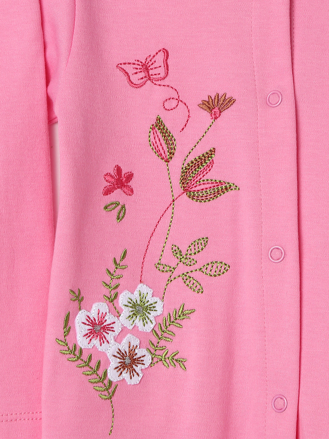 Nautinati Girls Embroidered Sleepsuit|Cotton| Age 0 - 24 Months