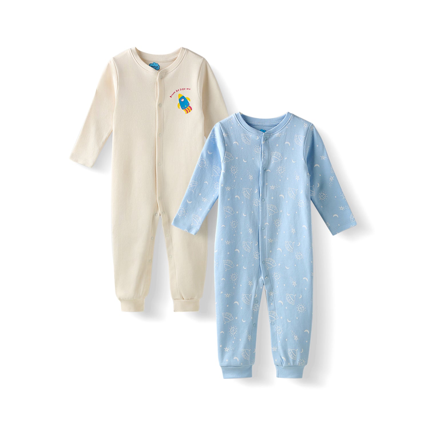 Nautinati Infant's Premium Cotton Graphic Printed Pack of 2 Sleepsuits