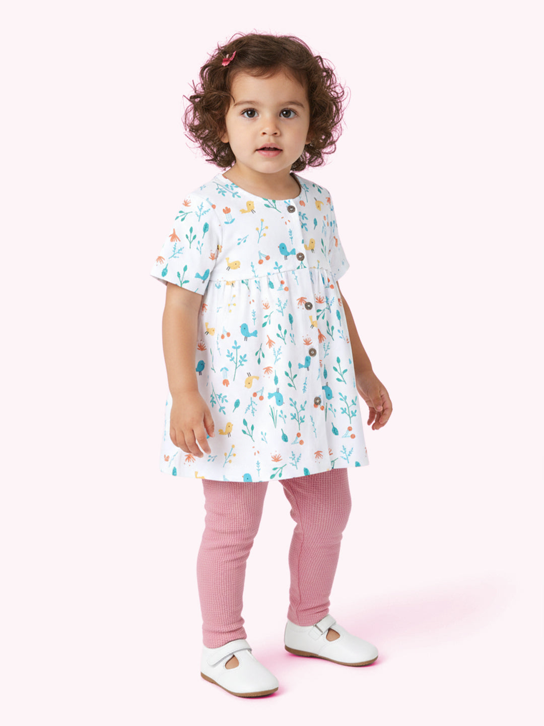 Nautinati Girls All-over Print Dress with Leggings Set|Waffle Knit| Age 0 - 2 Years