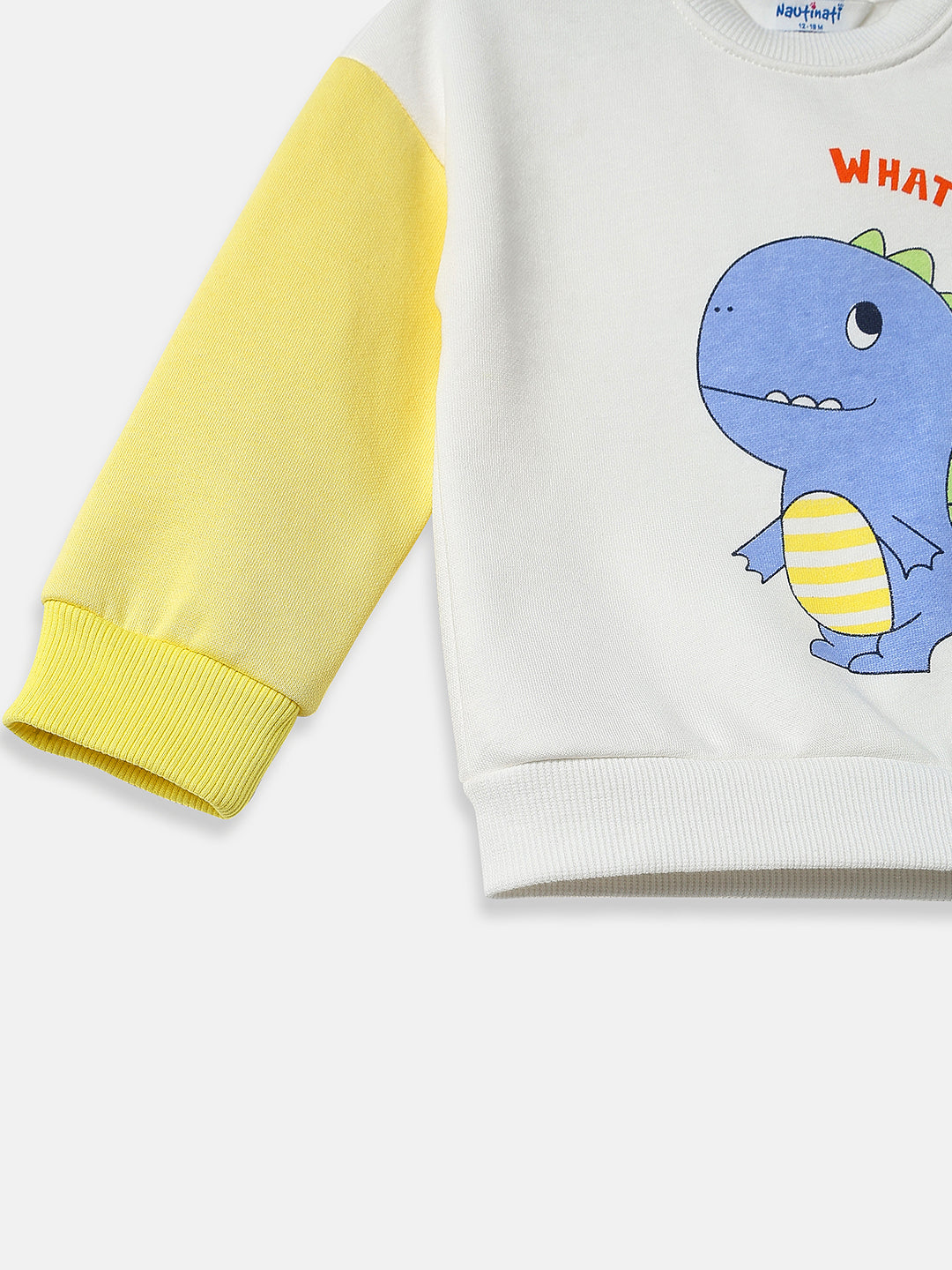 Nautinati Fleece Dinosaur Print Full Sleeve Sweatshirt for Infants Newborn Baby Boys