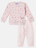 Nautinati Pink Fleece Cat Applique Sweatshirt and Solid Joggers Co-Ord Set for Infants