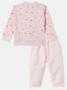 Nautinati Pink Fleece Cat Applique Sweatshirt and Solid Joggers Co-Ord Set for Infants