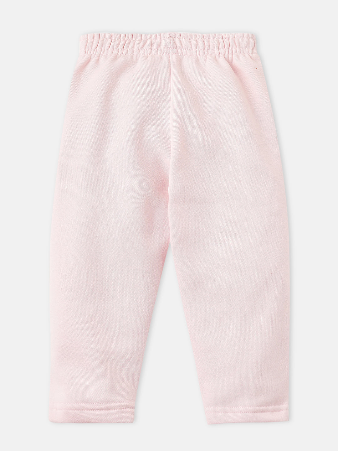 Nautinati Pink Fleece Cat Applique Sweatshirt and Solid Joggers Co-Ord Set for Infants