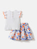 Nautinati Girls' Butterfly Printed Top and Skirt