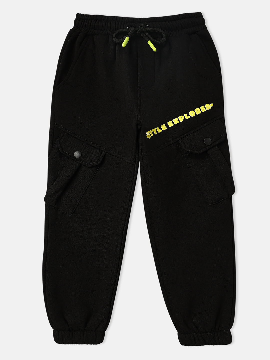 Nautinati Boys Typography Print Fleece Cargo-Pocket Joggers In Black