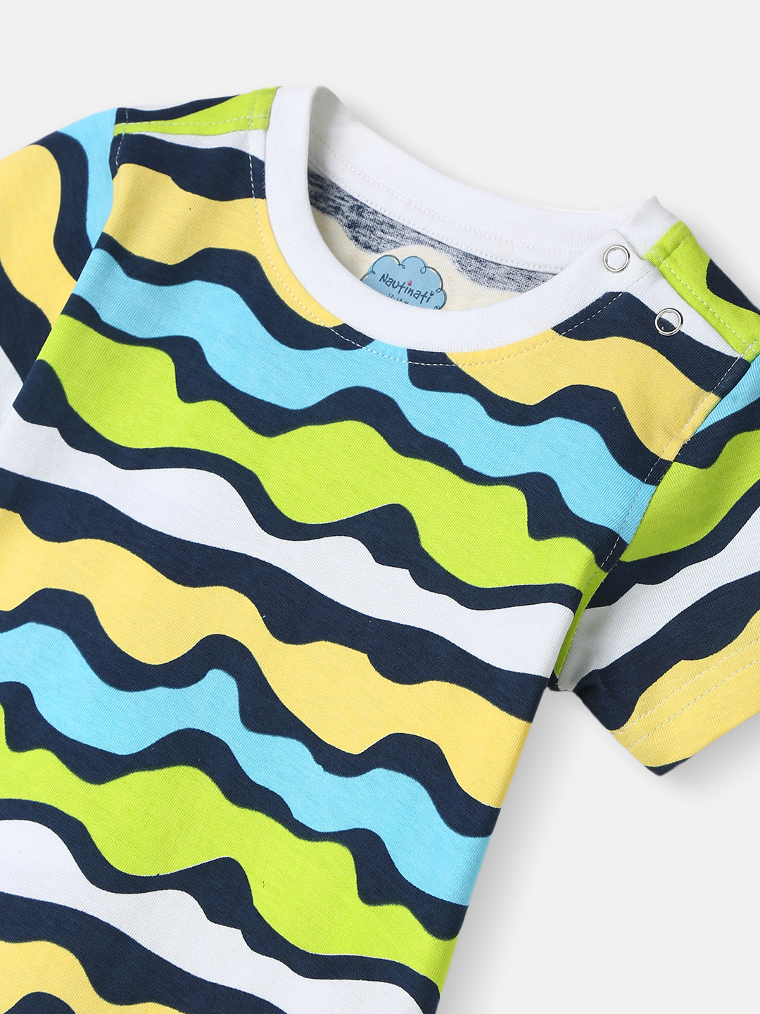 Nautinati Boys' Pack of 2 Cotton Beach Graphic Printed and Striped T-shirts