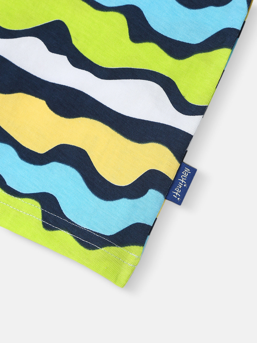 Nautinati Boys' Pack of 2 Cotton Beach Graphic Printed and Striped T-shirts