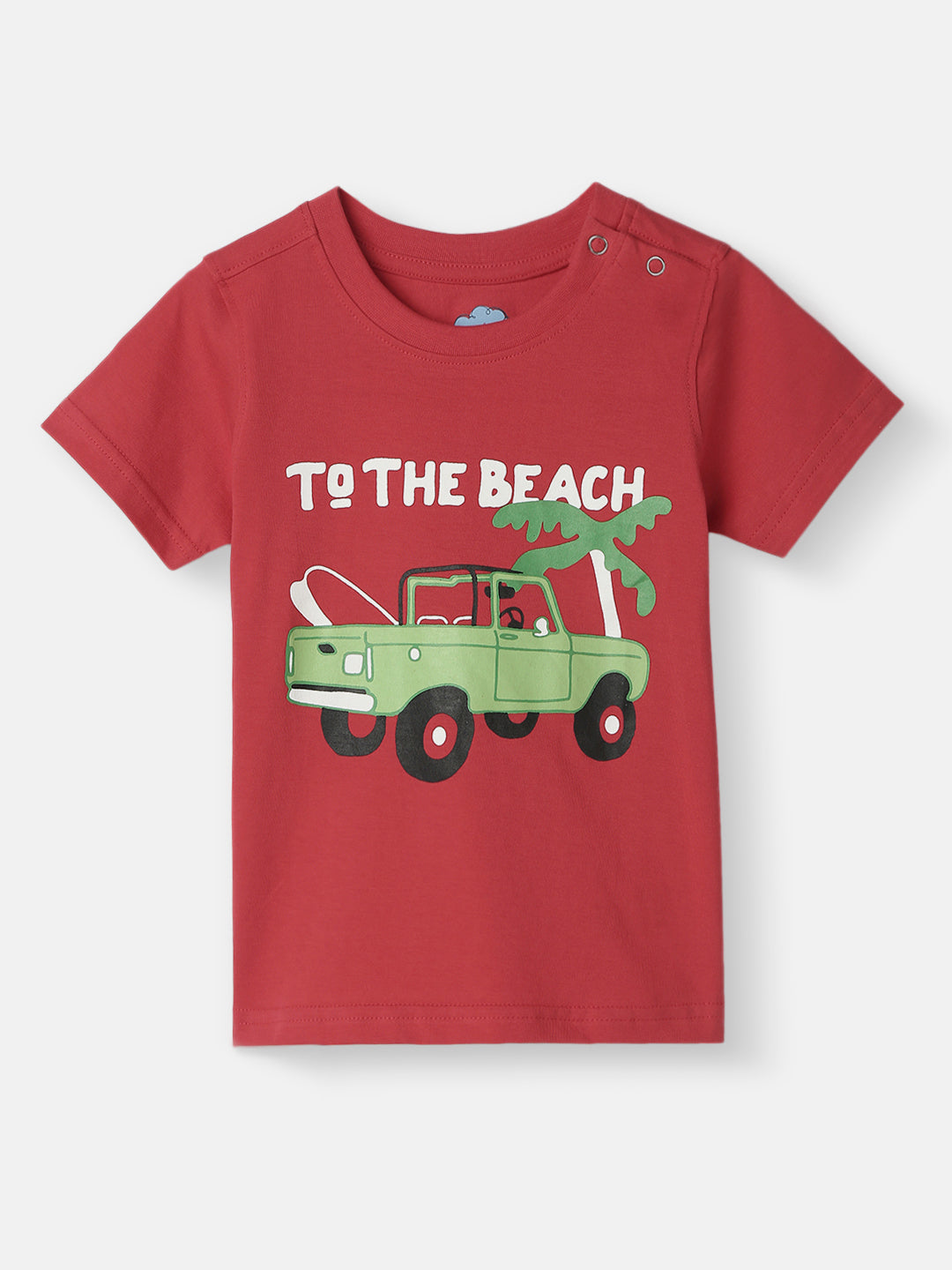 Nautinati Boys' Pack of 2 Cotton Beach Graphic Printed and Striped T-shirts