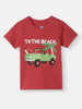 Nautinati Boys' Pack of 2 Cotton Beach Graphic Printed and Striped T-shirts