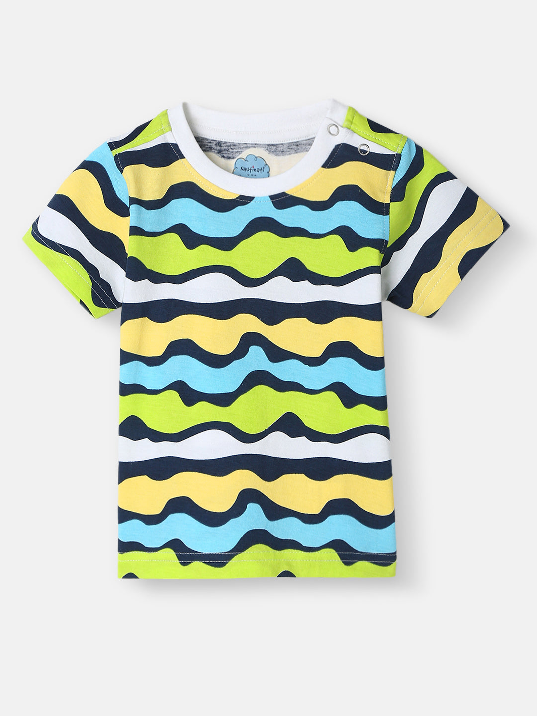 Nautinati Boys' Pack of 2 Cotton Beach Graphic Printed and Striped T-shirts
