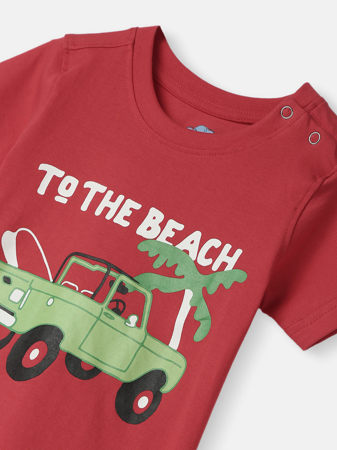 Nautinati Boys' Pack of 2 Cotton Beach Graphic Printed and Striped T-shirts