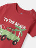 Nautinati Boys' Pack of 2 Cotton Beach Graphic Printed and Striped T-shirts