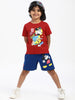 Nautinati Boys' Cotton Mickey Print T-shirt and Cargo Shorts