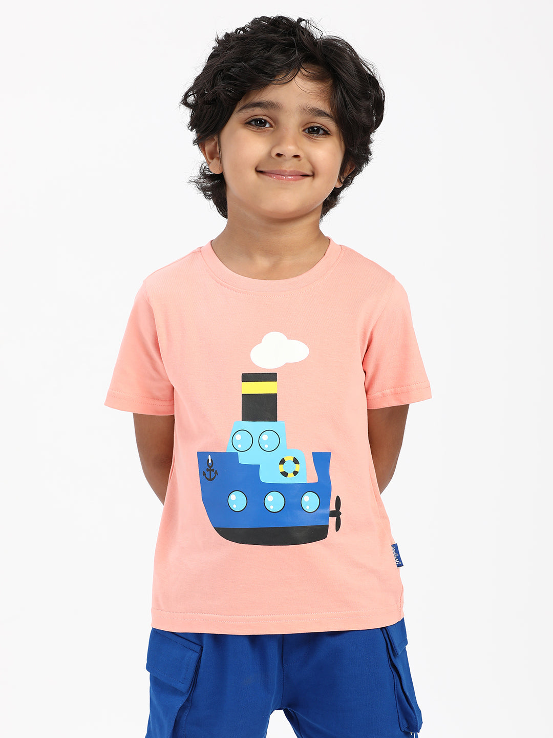 Nautinati Boys' Cotton Graphic Printed T-shirt and Cargo Shorts