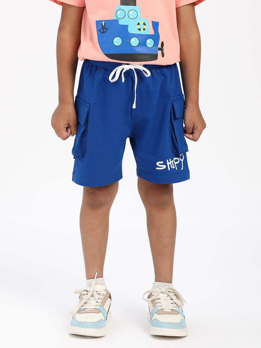 Nautinati Boys' Cotton Graphic Printed T-shirt and Cargo Shorts