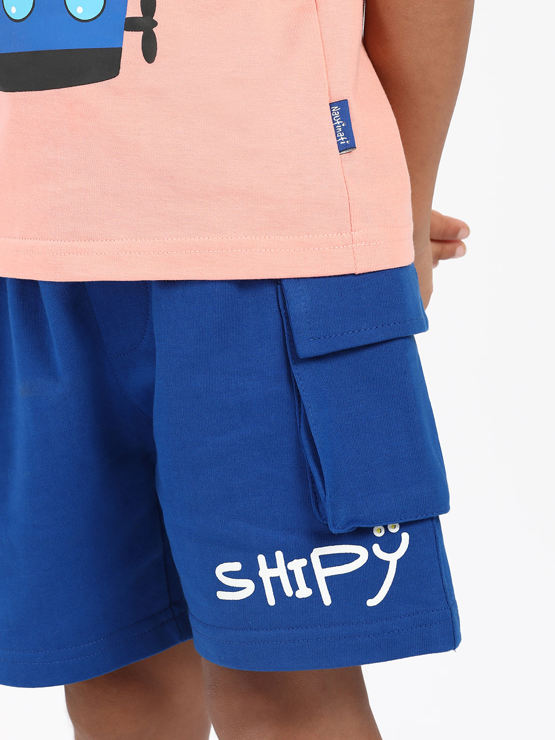 Nautinati Boys' Cotton Graphic Printed T-shirt and Cargo Shorts