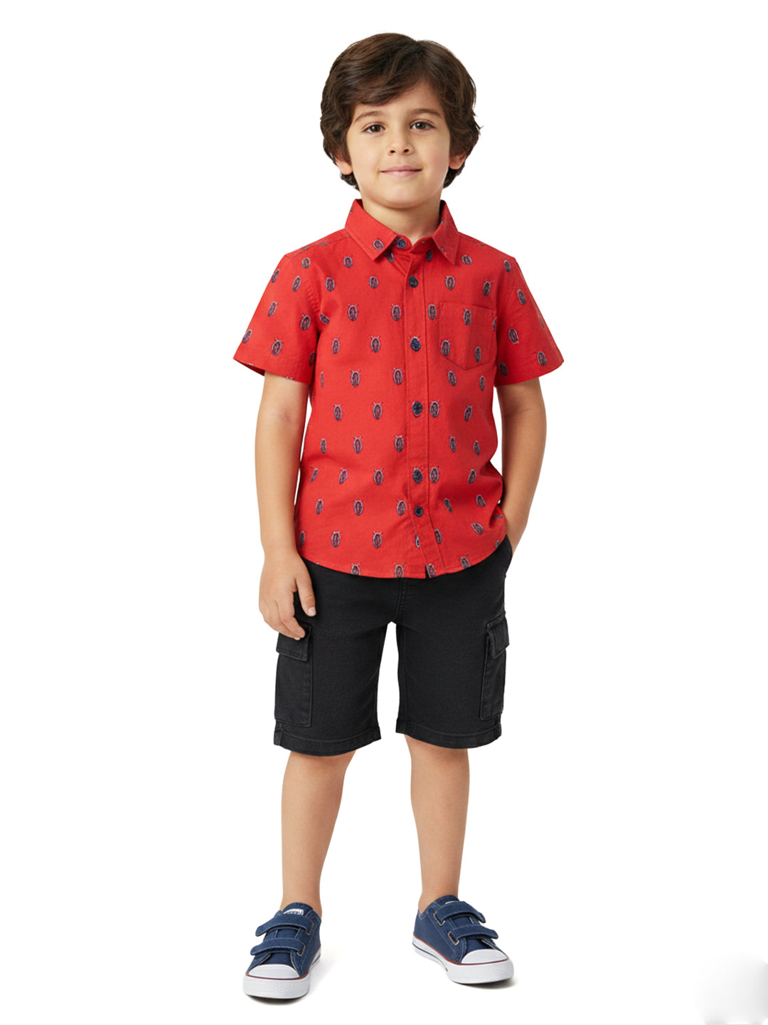 Nautinati Boys' Poplin Cotton Printed Shirt and Shorts Set | Age 2 - 10 Years
