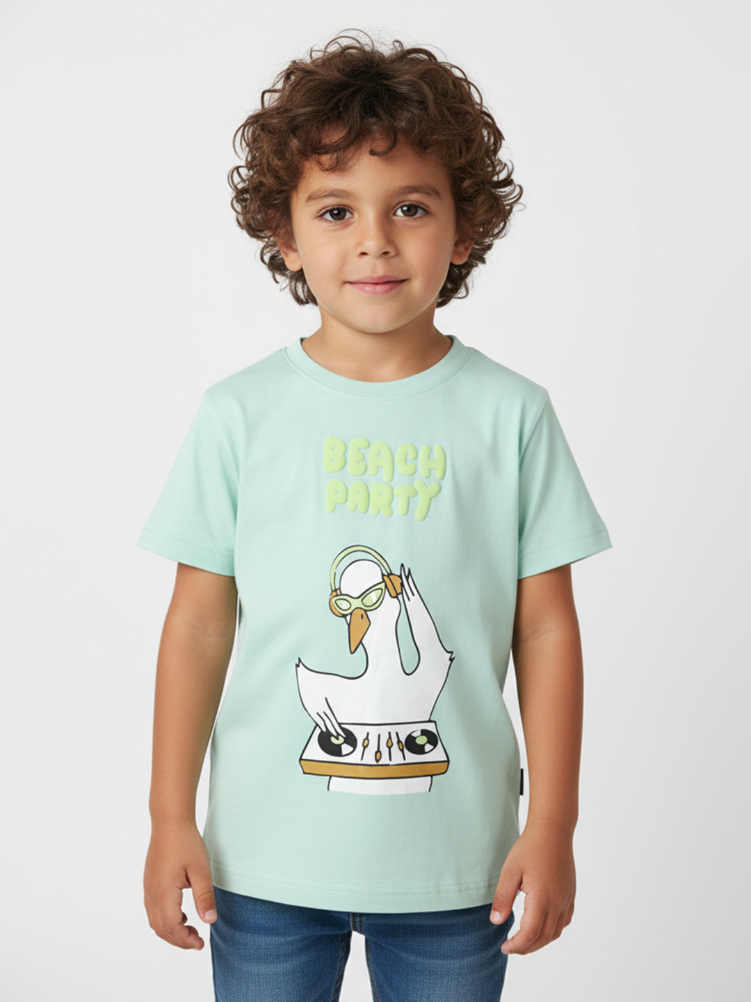 Nautinati Boys' Cotton Beach Graphic Printed Half Sleeve T-shirt