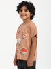 Nautinati Boys' Cotton Beach Print Rib Collar T-shirt