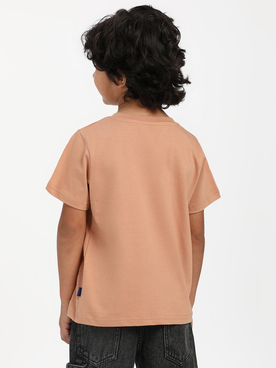 Nautinati Boys' Cotton Beach Print Rib Collar T-shirt