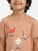 Nautinati Boys' Cotton Beach Print Rib Collar T-shirt