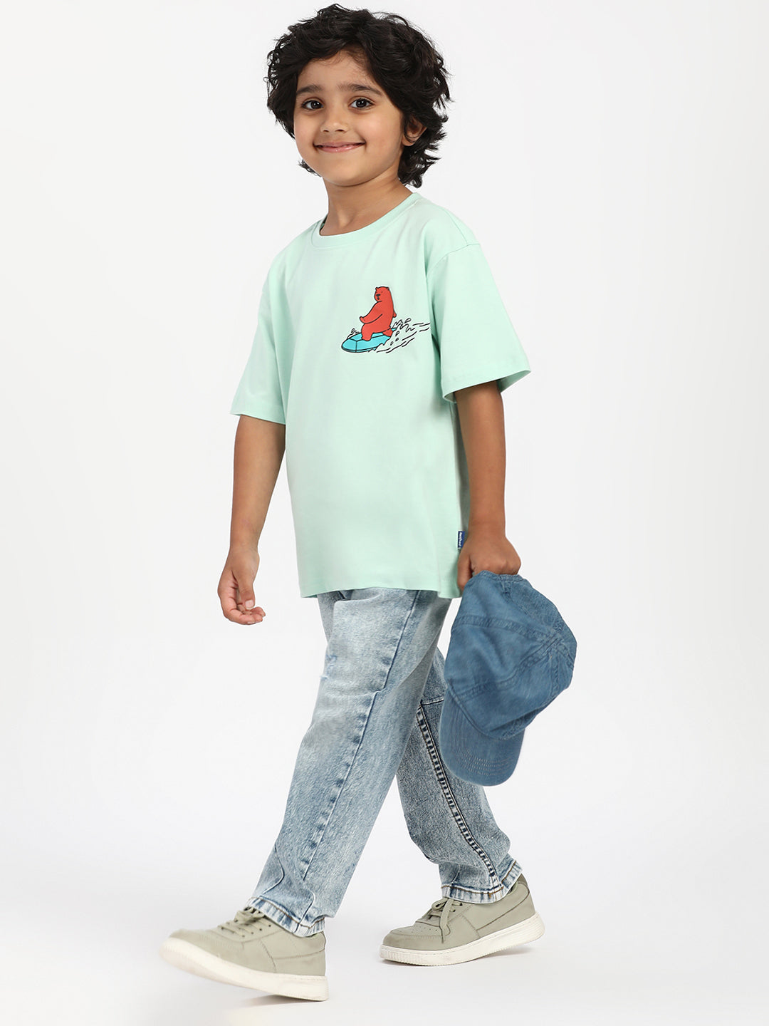 Nautinati Boys' Cotton Surfing Bear Print T-shirt