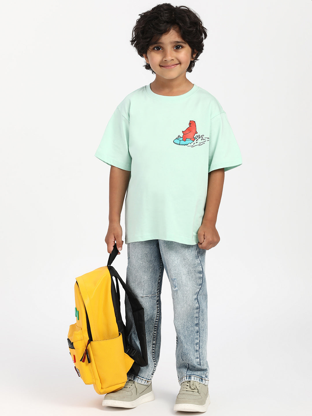 Nautinati Boys' Cotton Surfing Bear Print T-shirt