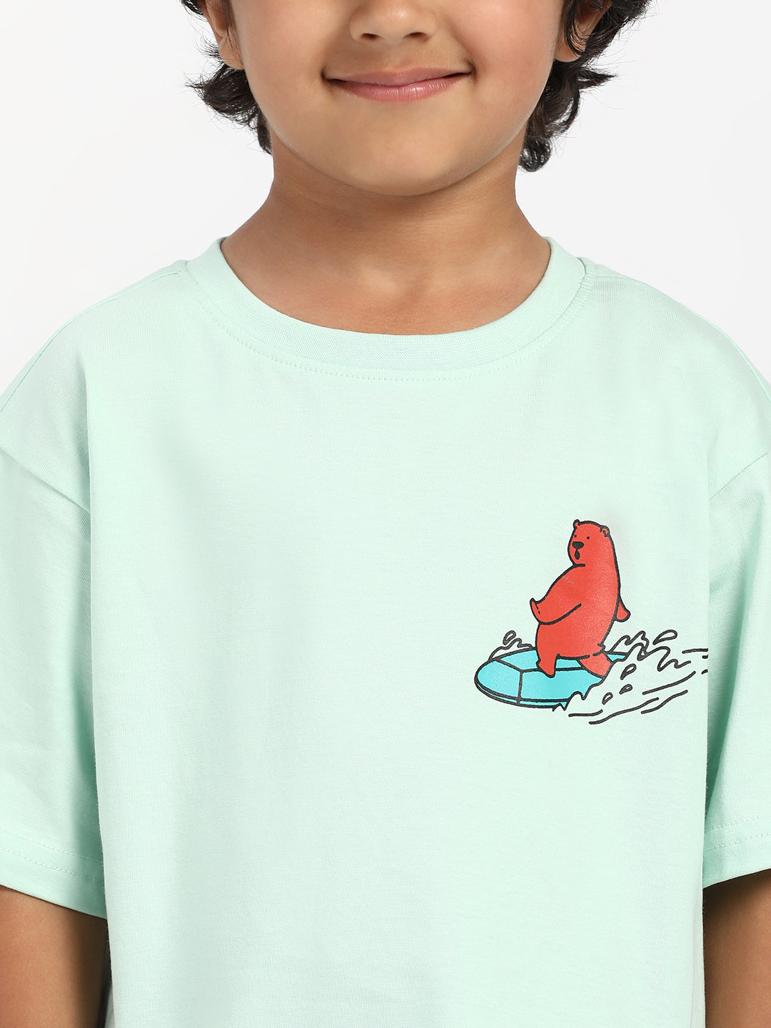 Nautinati Boys' Cotton Surfing Bear Print T-shirt
