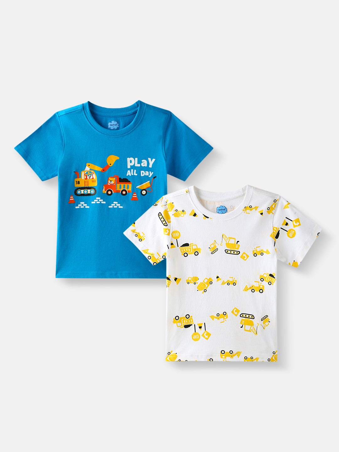 Nautinati Boys' Cotton Printed Pack of 2 T-shirt