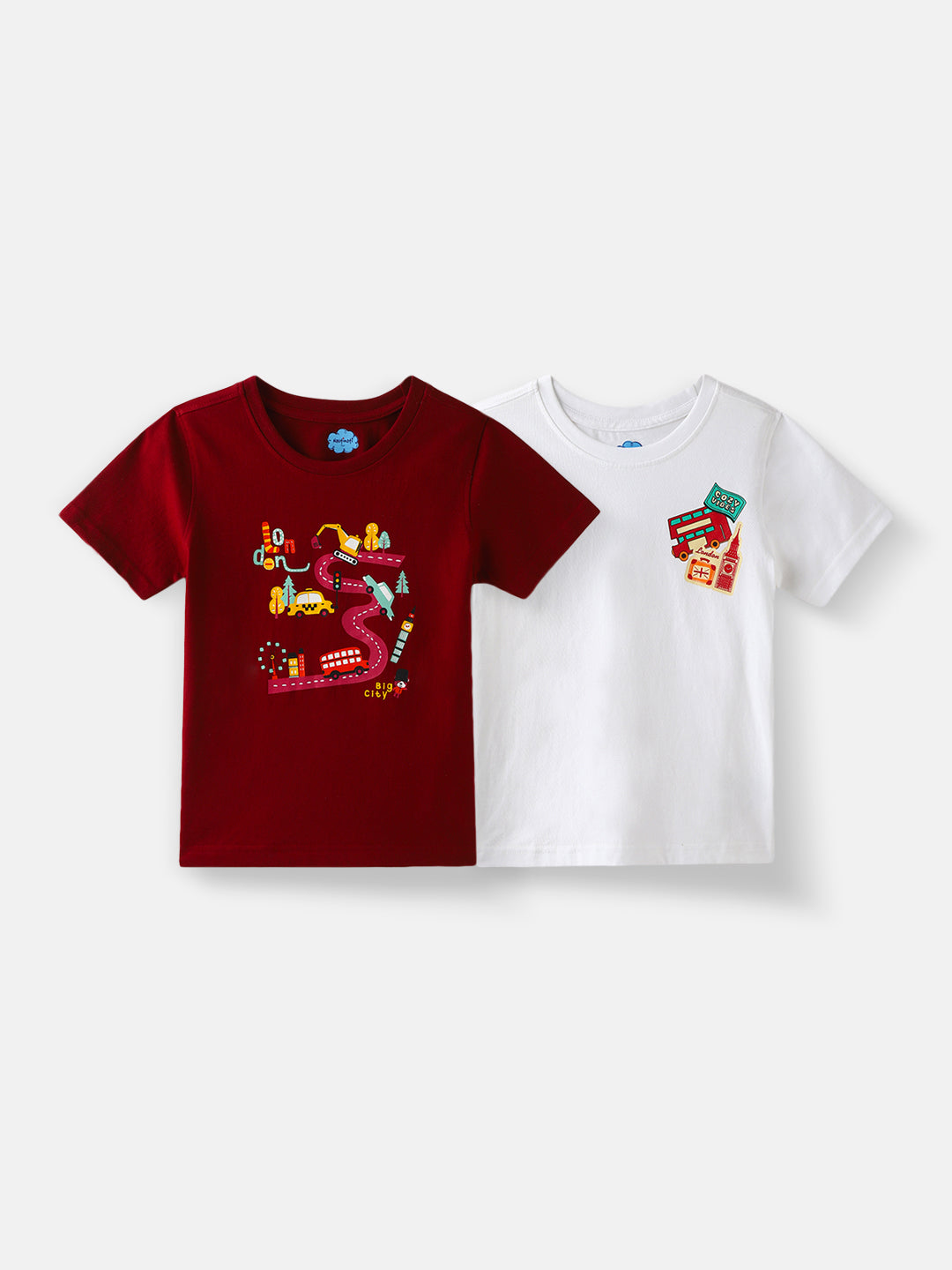 Nautinati Boys' Cotton Printed Pack of 2 T-shirt