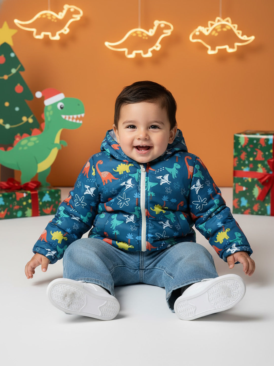 Nautinati Boys' Dino Printed Puffer Jacket | Age 0 - 2 Years