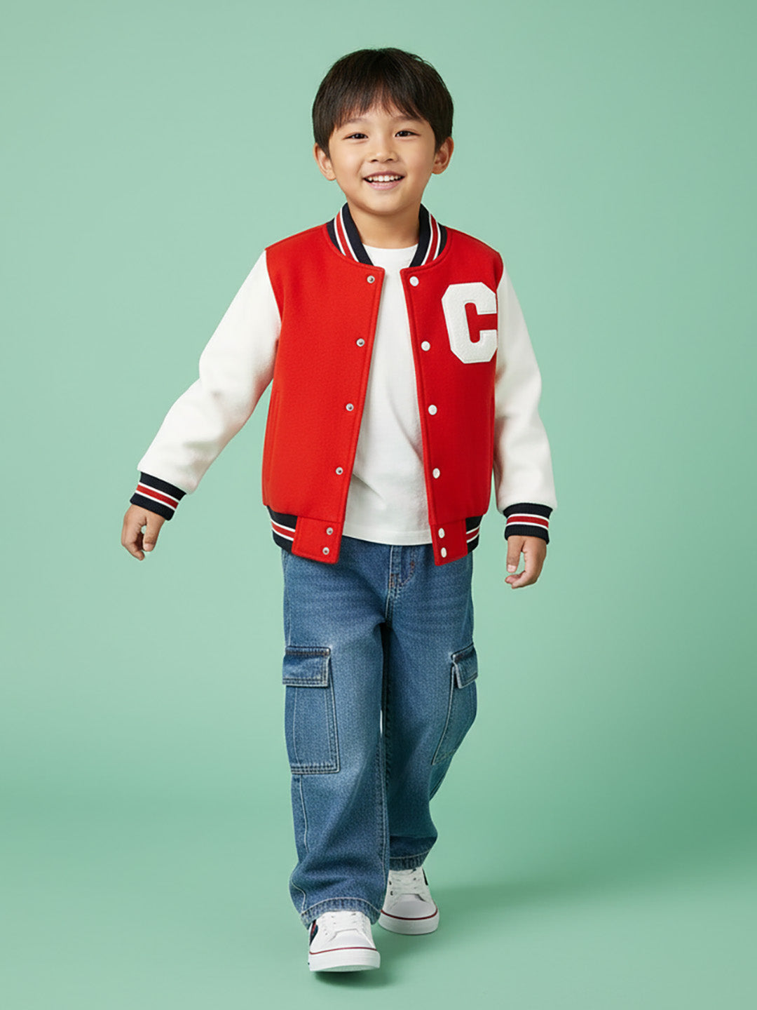 Nautinati Colourblocked Red and White Jacket for Boys
