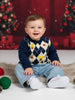 Nautinati Navy Blue and White Argyle Design Flat-knit Sweater for Boys