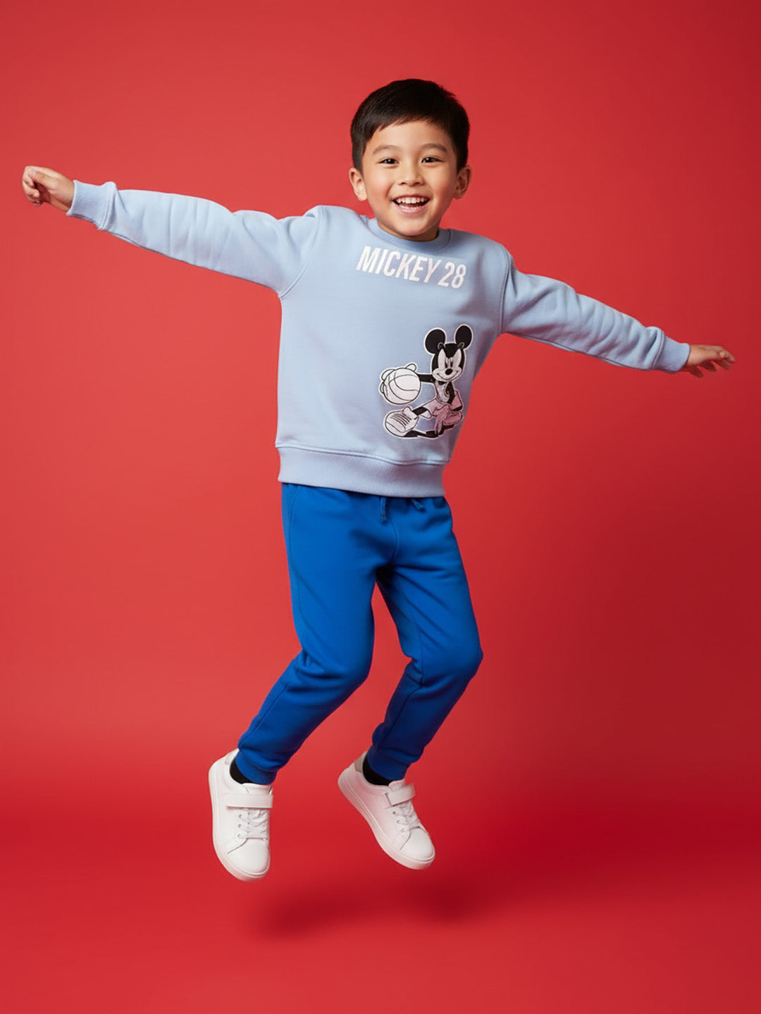Nautinati Blue Mickey Mouse Print Sweatshirt Set For Boys