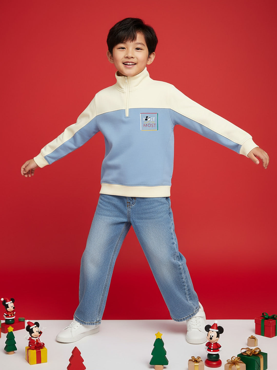 Nautinati Blue and White Graphic Print Sweatshirt for Boys