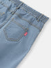 Nautinati Girls' Embroidered Flowers Elasticated Waistband Cotton Denim Jeans
