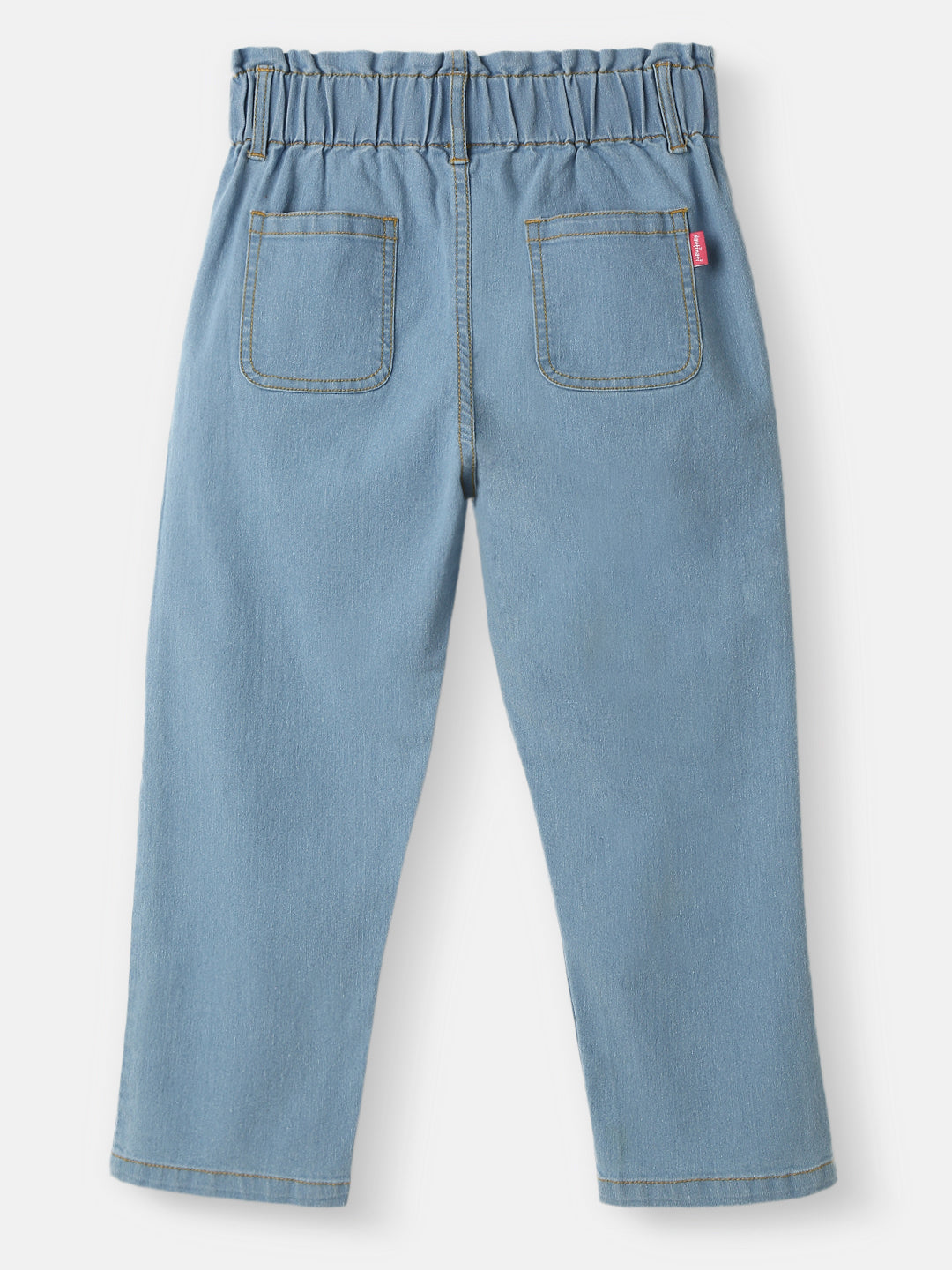 Nautinati Girls' Crochet Flowers Cotton Denim Jeans with Patch Pockets