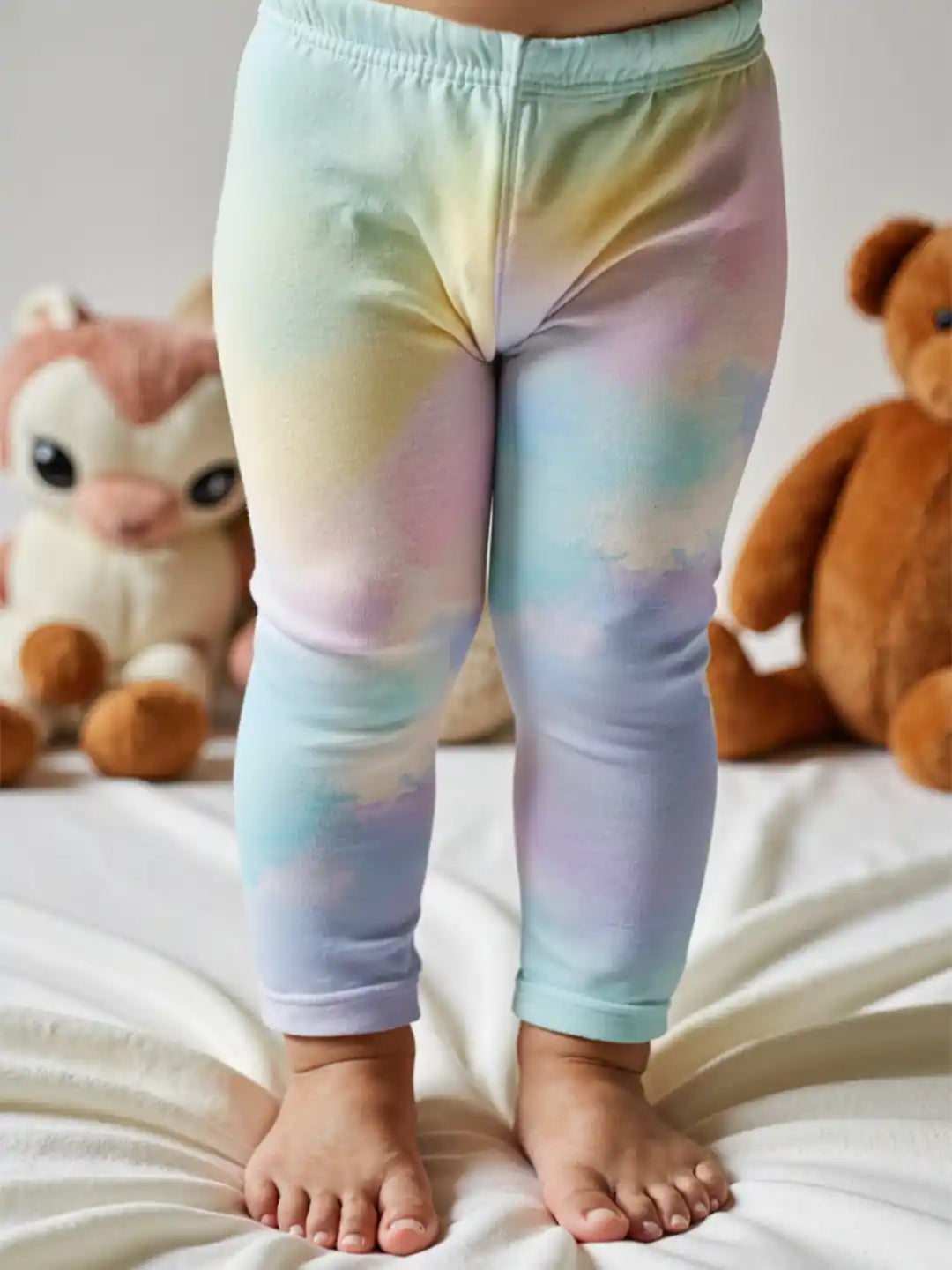 Nautinati Girls' Cotton All-over Tye and Dye Print Leggings