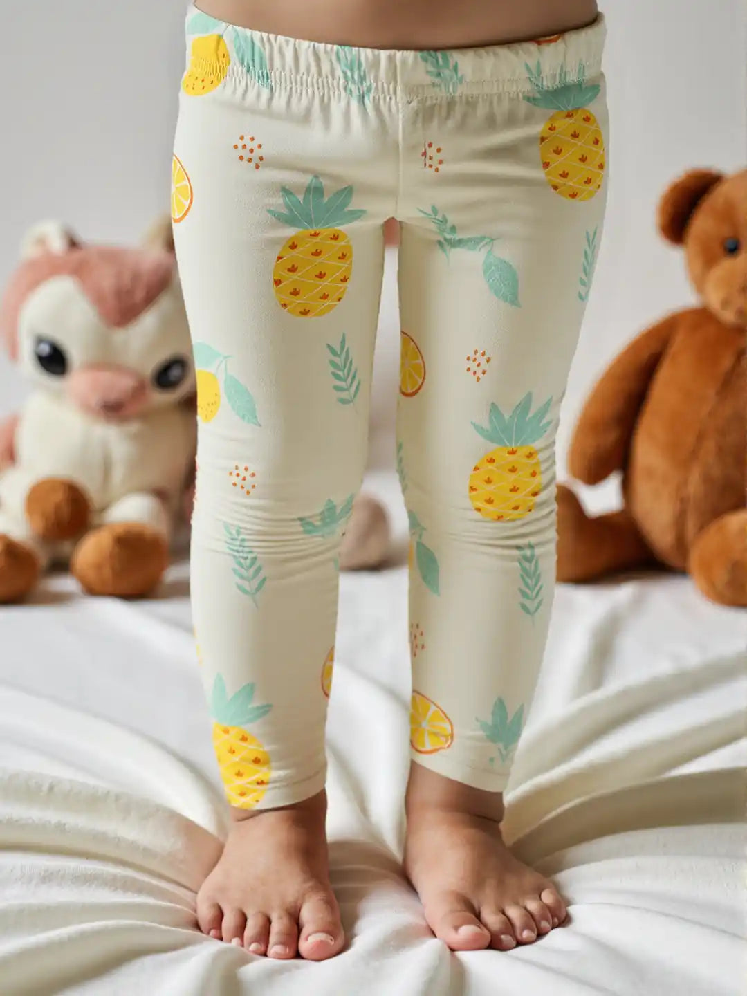 Nautinati Girls' Cotton All-over Pineapple Print Leggings