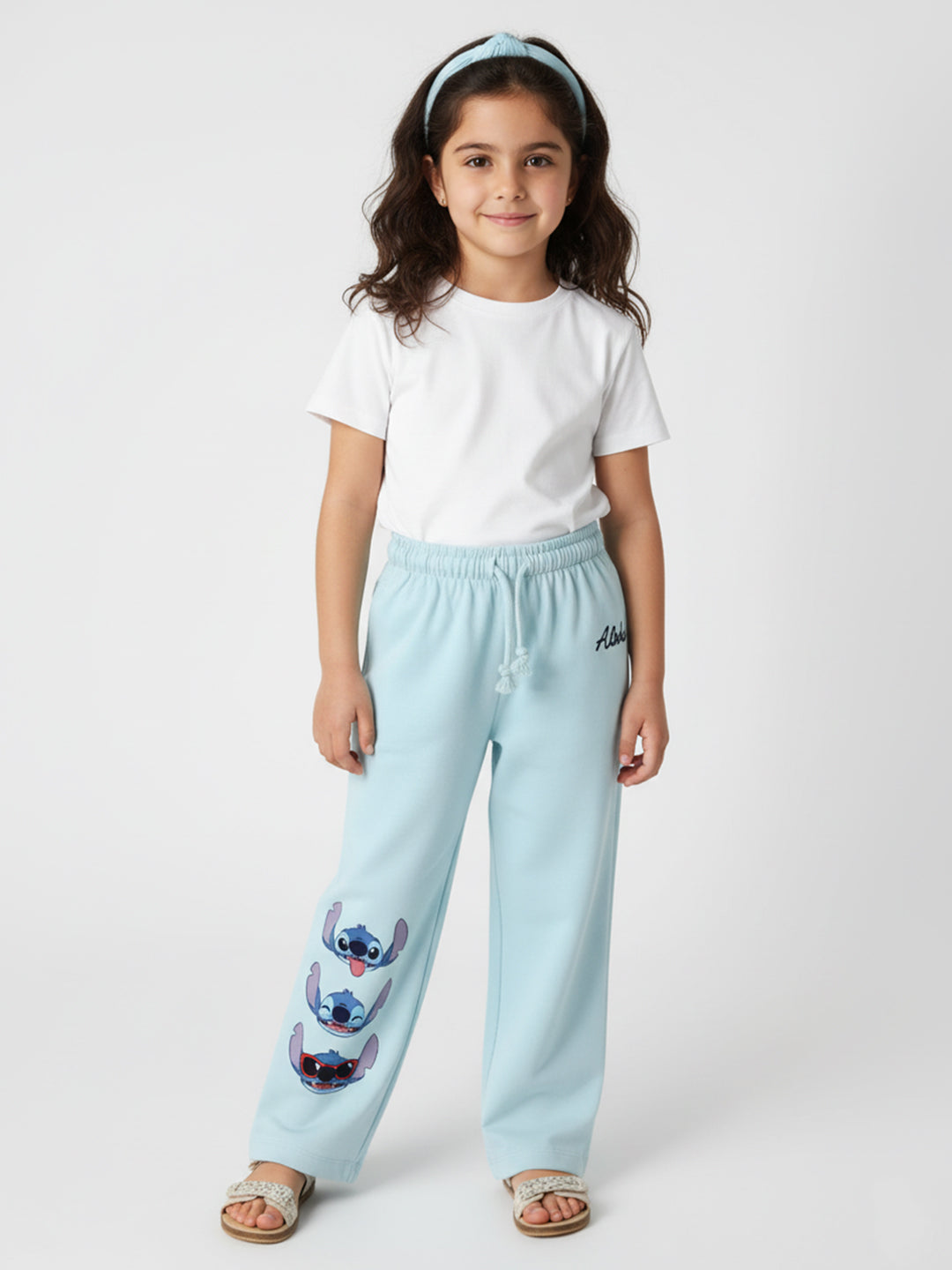 Nautinati Girls' Lightweight Terry Cotton Bottomwear | Lilo Print | Age 2 - 10 Years