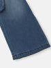 Nautinati Girls' Cotton Blend Stretchable Light Fade Solid Wide-leg Cargo Pocket Jeans with Textured Finish